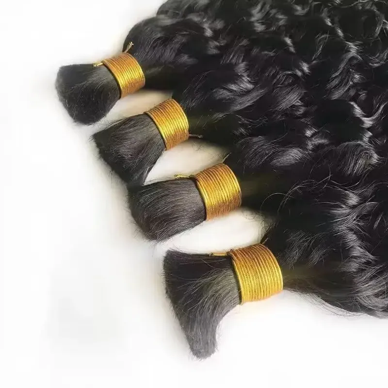 Natural Color Human Hair Bulk Deep Wave No Weft Hair Extension For Braiding_voghion.com