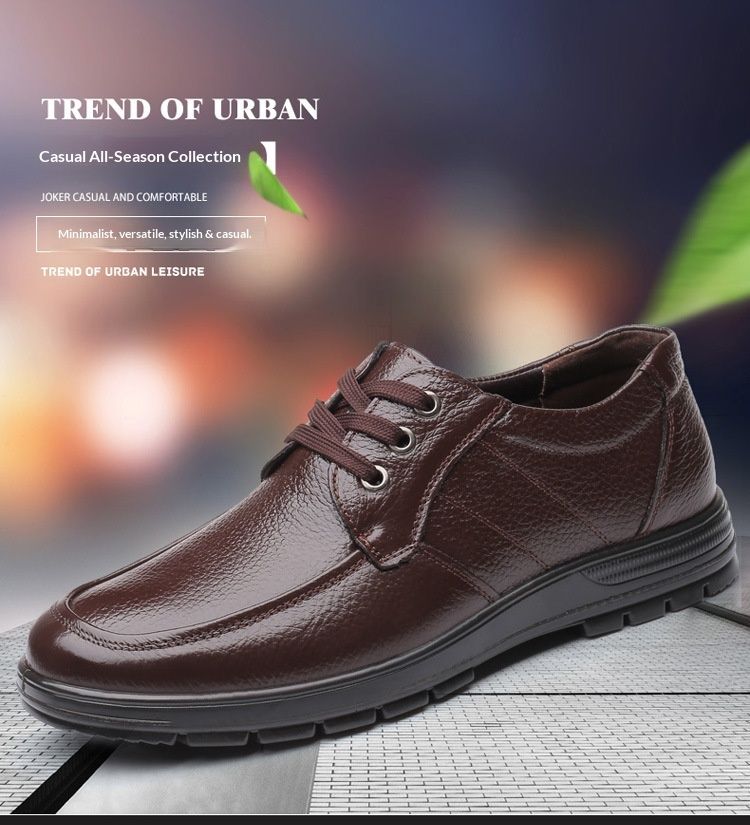 Chaussures de travail Glide Glide Winter Top Layer en cuir de vachette antidérapant pour homme, en cuir souple rembourré, style chef/hôtel, résistantes à l'usure et imperméables, pour une allure décontractée._voghion.com