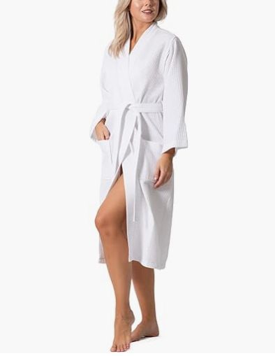 Waffle Soft Knit Lightweight Kimono Bathrobe Women's Soft_voghion.com