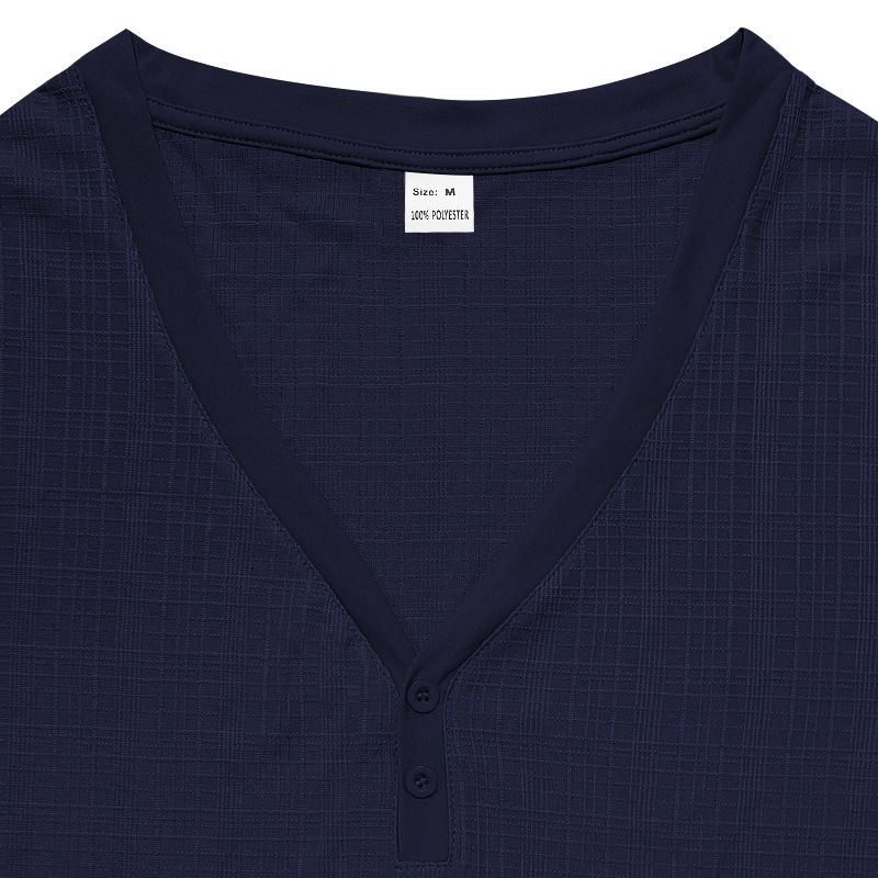 Sommer Herren Leinen Bambus Locker Atmungsaktiv Lässig Tough Guy Kurzarm Henley T-Shirt_voghion.com