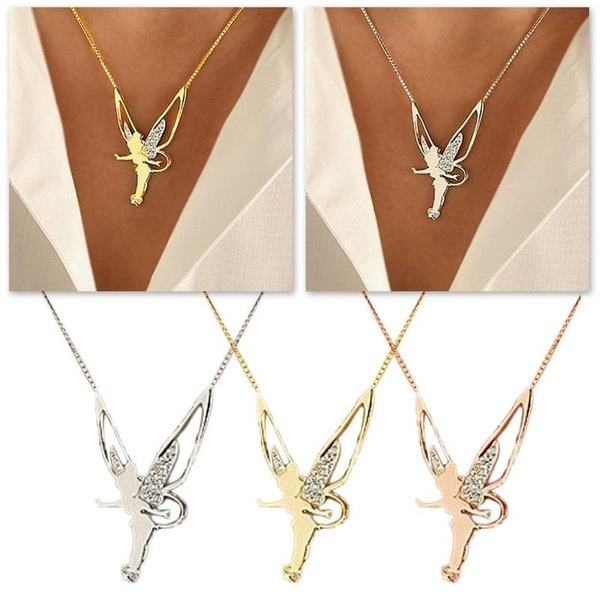 Niedliche Engelsflügel-Anhänger-Halskette für Frauen, modischer Charme, mit Diamanten besetzte weibliche Halsbandkette, Schmuck, Accessoires, Party-Geschenke_voghion.com