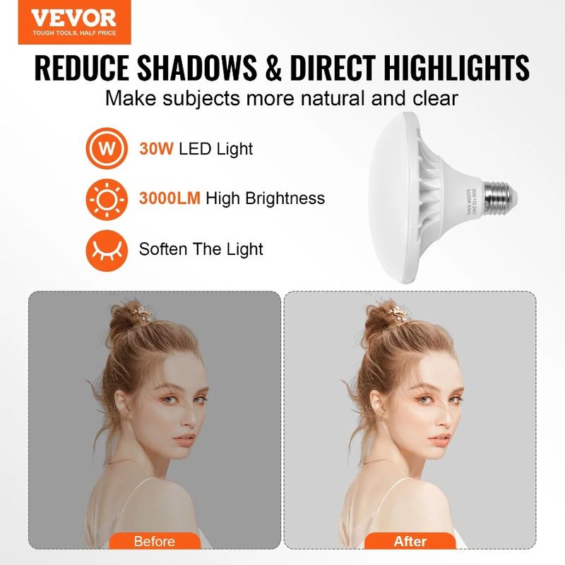 In Softbox Kit Lighting 28 LED Adjustable 5500K X Bulbs 30W In 20 Stand_voghion.com