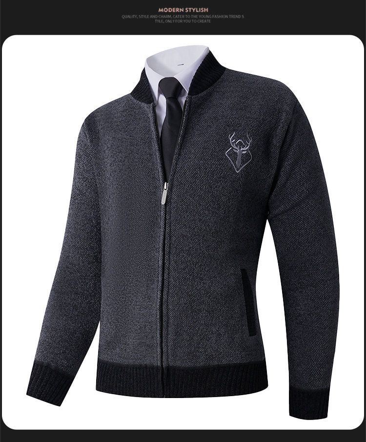 Giacca invernale da uomo in pile con fodera in sherpa e collo in pelliccia sintetica, capospalla caldo ed elegante per abbigliamento casual (nero, cachi, grigio, verde scuro)_voghion.com