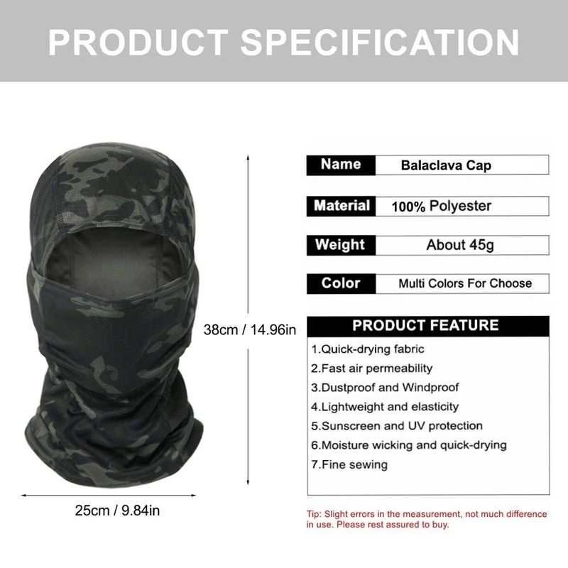 Pasamontañas de camuflaje para ciclismo, máscara facial completa para deportes al aire libre, caza, senderismo, máscara de esquí, casco de motocicleta, gorra interior_voghion.com