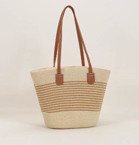 Bolso de playa para mujer, de verano, de gran capacidad, tejido de ratán vegetal, tipo cesta._voghion.com