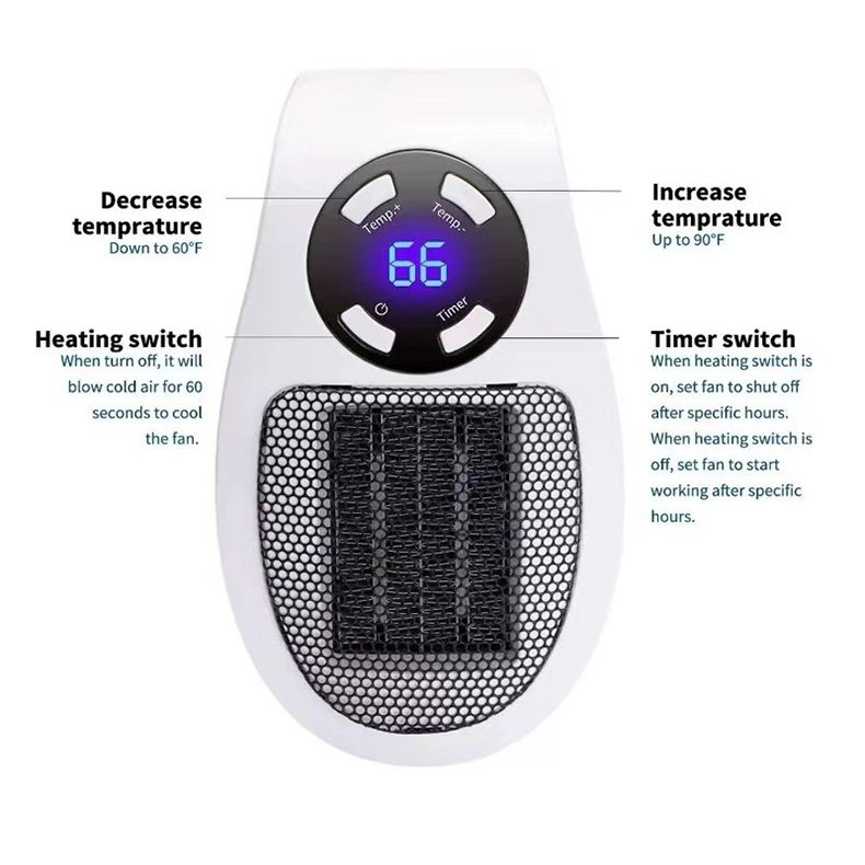 Portable Electric Mini Heater - Plug-in Wall Mounted Radiator Tile With Remote Control, Fast Heating For Room/Office/Bathroom, Energy Saving_voghion.com