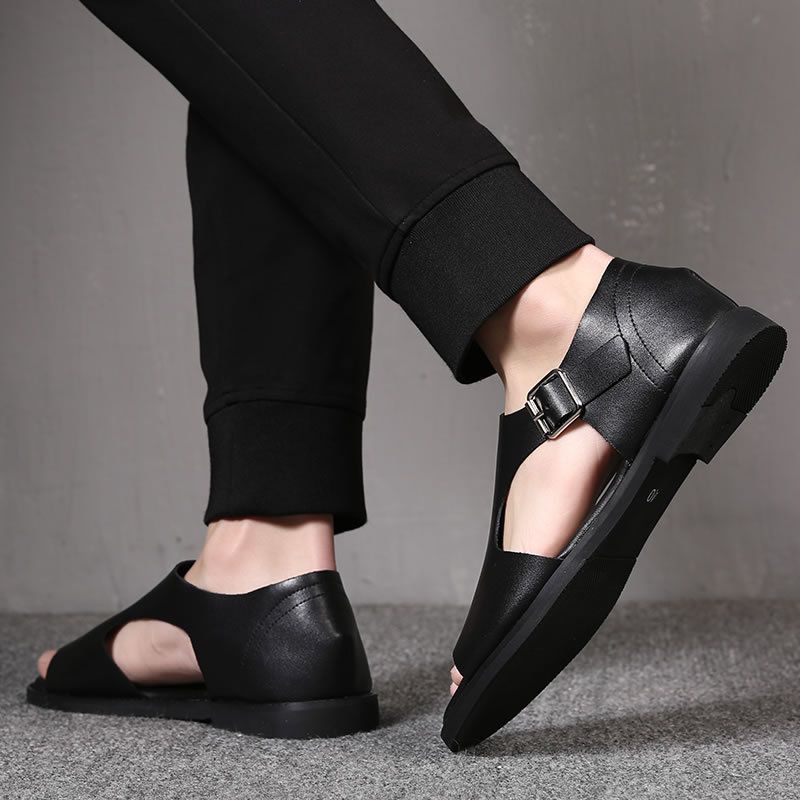 Römische Sandalen 2025 Frühling Jugend Echtes Leder Rindsleder Herren Casual Style Trendy Weiche Unterseite Atmungsaktiv Und Bequem_voghion.com