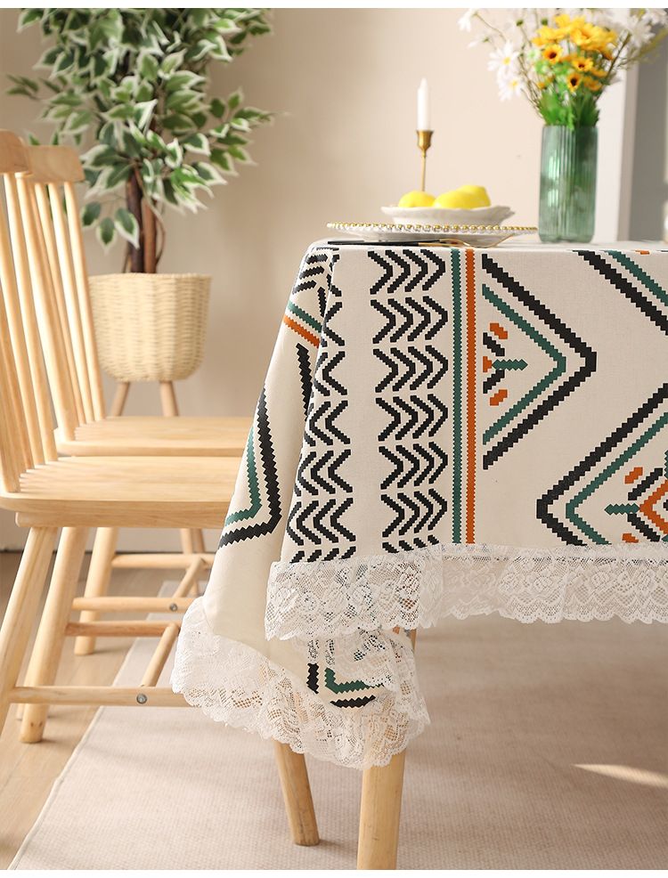 Nappe bohème rectangulaire 100 % coton, imperméable et antitache, décorative, pour table basse (plusieurs tailles et motifs)_voghion.com