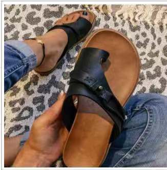 Plus size women's shoes, cross border women's slippers, summer sandals, new flat toe women's shoes, beach women's outerwear flip flops_voghion.com