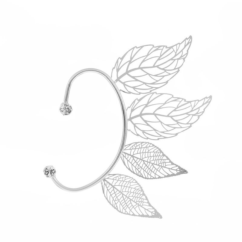 Minimalistische Mode funkelnde hohle Blattmanschetten, trendige Ohrclips ohne Piercing, Ohrringe, Zubehör_voghion.com