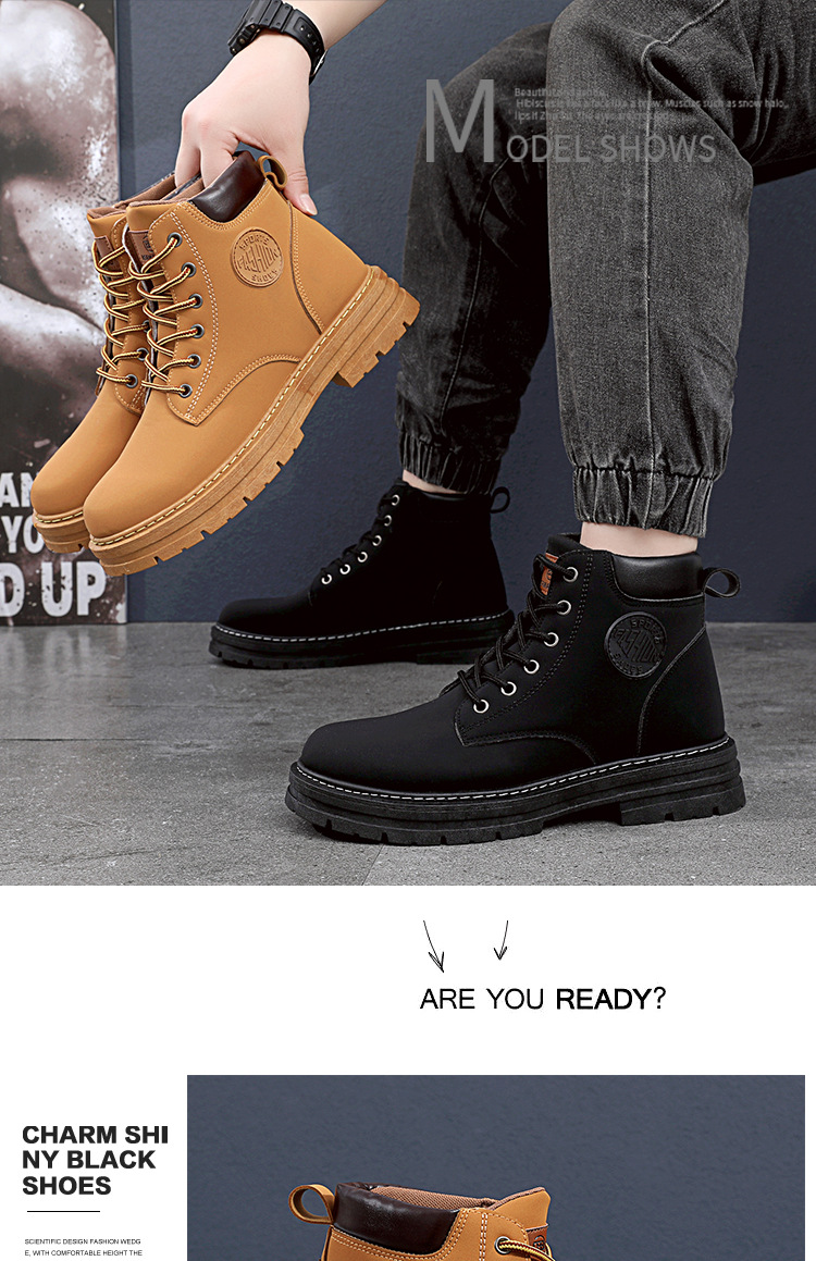 2023 nova moda clássica masculina de outono, durável, à prova d'água, botas martin de cano alto com fundo macio, antiderrapante_voghion.com