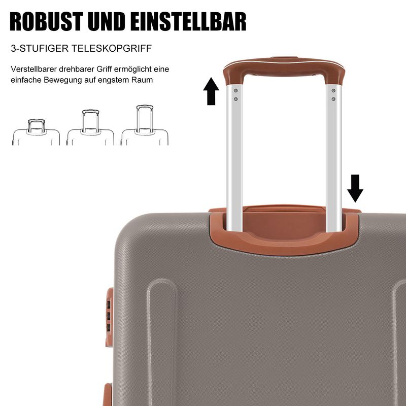 Hartschalen-Kofferset, 4 Rollen, ABS-Material, Mit TSA-Zahlenschloss_voghion.com
