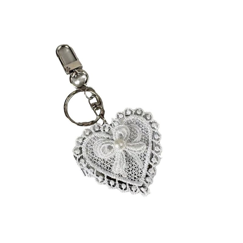 Korean Version Of The INS Style Lace Heart-shaped Bow Cosmetic Mirror Key Chain Y2K Multifunction Bag Pendant Accessories_voghion.com