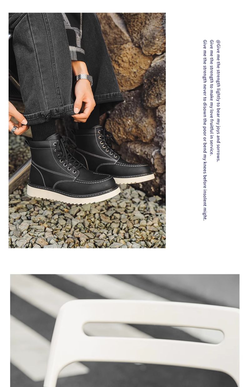 Worker Boot Men Genuine Leather Special-Interest Design Fancy Outdoor American 875 Black Short Locomotive Martin Boots_voghion.com