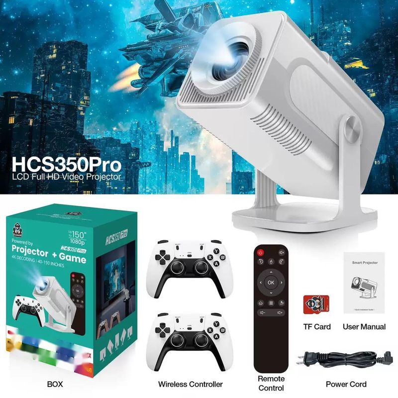 HCS350 Pro Projektör Oyun Konsolu Mini Projektör, Xiaomi IOS Android Telefon, PSP PS1 GBA Simülatörü ile Uyumlu_voghion.com