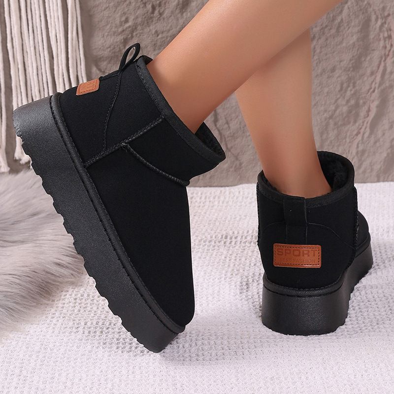 SHLIANG Bottes de neige à plateforme épaisse en peluche pour femmes, chaussures d'hiver chaudes en fourrure et coton, bottines en daim à enfiler, chaussures rembourrées Y0074_voghion.com