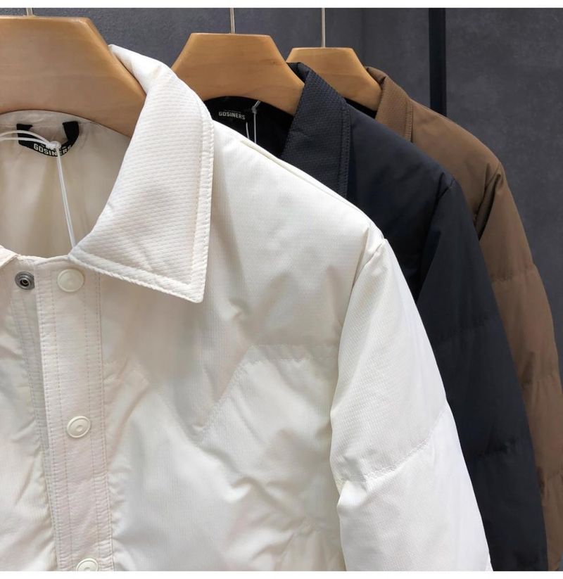 Men's Lightweight Winter Puffer Jacket With Notched Lapel, Stylish Short Coat, Thickened Insulation For Extreme Cold (-50°C), Black/White/Coffee_voghion.com
