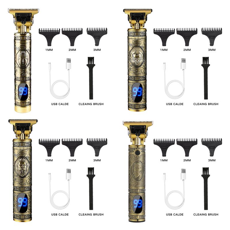 Ruixingst Máquina de cortar cabelo elétrica recarregável USB com padrão de dragão de baixo ruído Máquina de cortar cabelo digital elétrica para homens_voghion.com