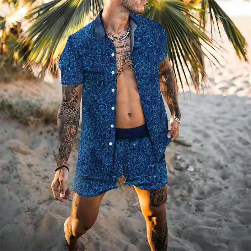 Ensemble de plage deux pièces décontracté et ample pour homme, nouvelle collection été 2021_voghion.com