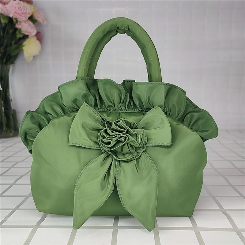 Lihao Borsa portamonete portatile con cerniera liscia e fiocco arricciato con manico superiore per feste, banchetti nuziali, rosso vino_voghion.com