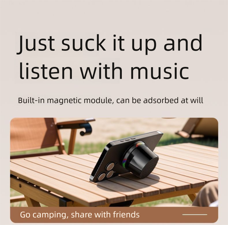 Mini enceinte Bluetooth portable magnétique d'extérieur étanche avec caisson de basses sans fil_voghion.com