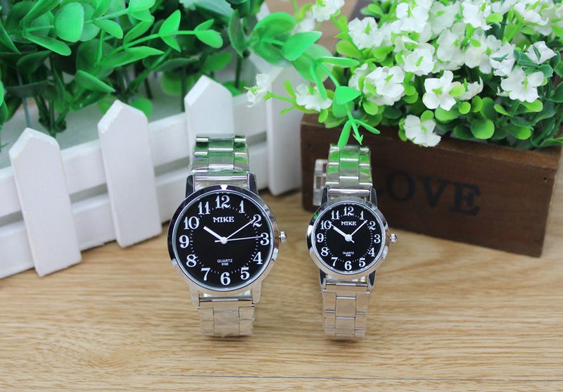 MiKe8198 Steel Belt Digital Waterproof Couple Elderly Men's and Women's Quartz Watch_voghion.com