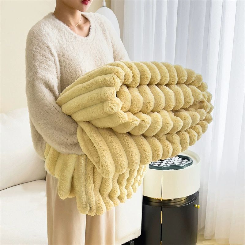 Rabbit Fur Multi-Functional Nap Fleece Summer Air Conditioning Small Sofa Throw Car Blanket_voghion.com