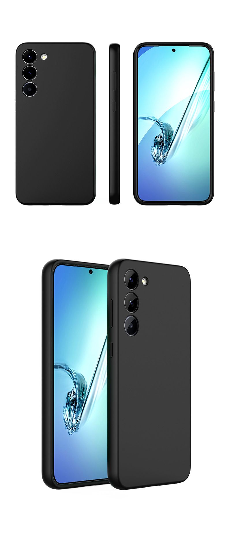 Coque de protection intégrale en silicone liquide véritable, compatible avec les téléphones Samsung S24 Ultra, S25 Fe et S23. Résistante aux chocs._voghion.com