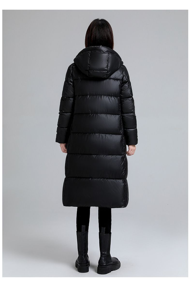 Women's Long Hooded Thermal Graphene Padded Coat - Winter Warm Loose Fit Jacket With Pockets, Black, Plus Size Available_voghion.com