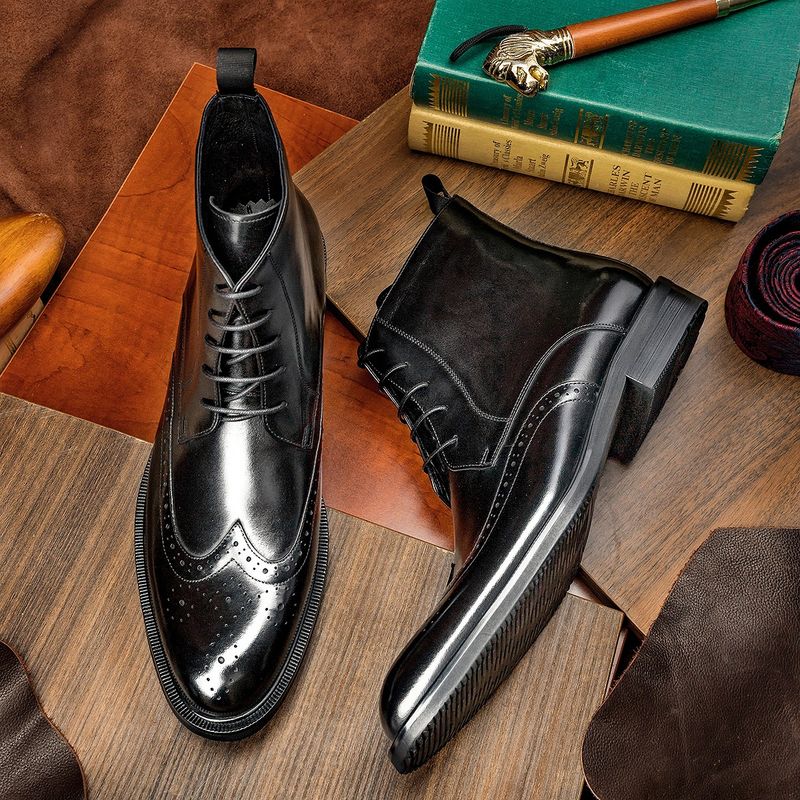 European Warm Series Chao Leichte Sohle Neue Martin Rindsleder Herren Brogue Geschnitzte Lederstiefel_voghion.com