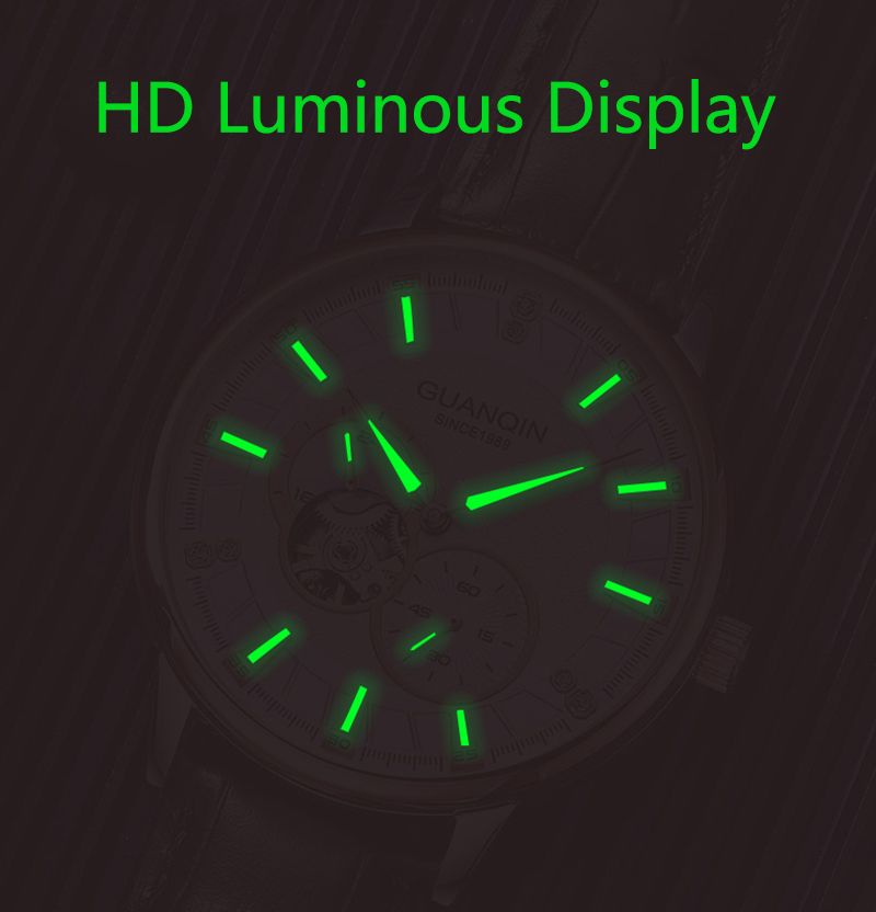 GUANQIN Luxus Herrenuhr Automatik Mechanisch Skelett Sekunden Zifferblatt Saphir Echtes Business Freizeit Wasserdichte Uhren Für Mann_voghion.com