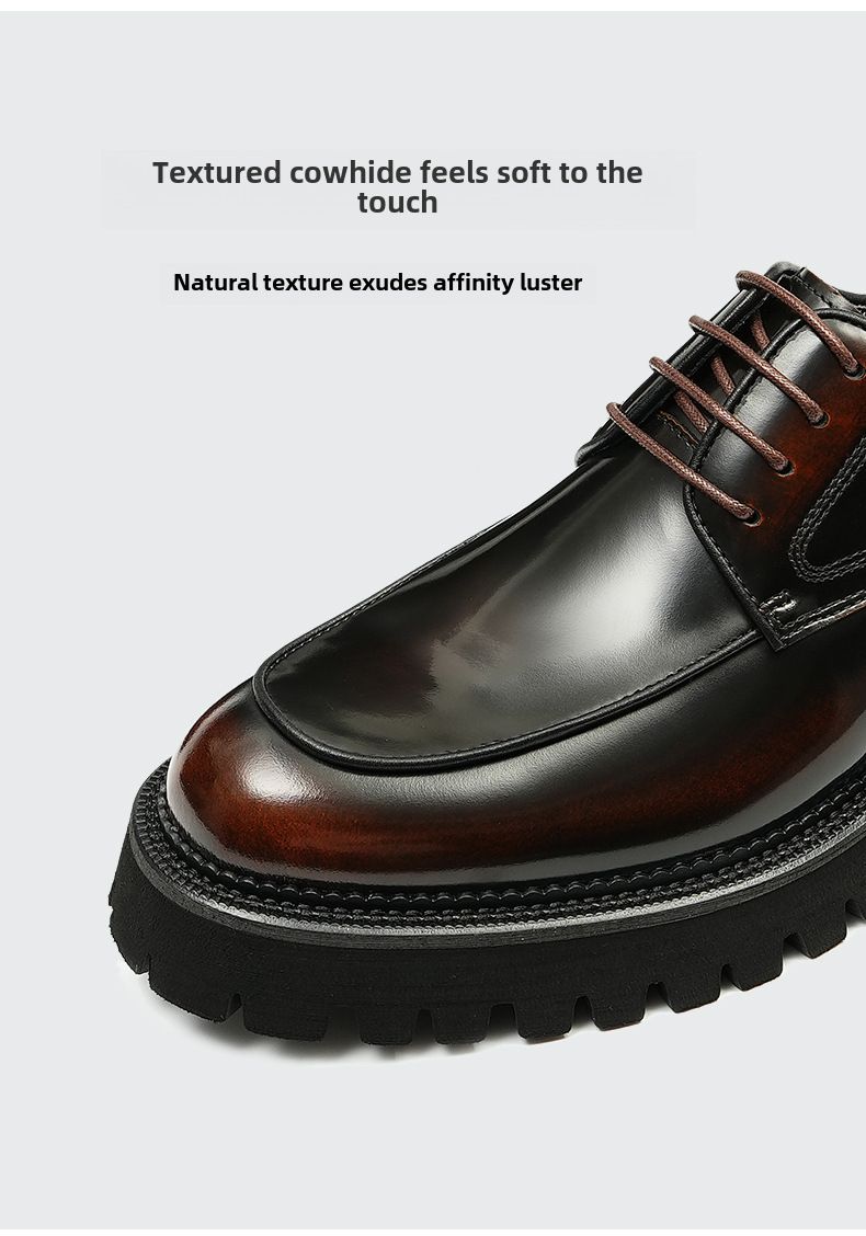 Derby en cuir brillant à semelles épaisses et bout carré pour homme, style décontracté, style business, augmentant la taille, Guangzhou_voghion.com