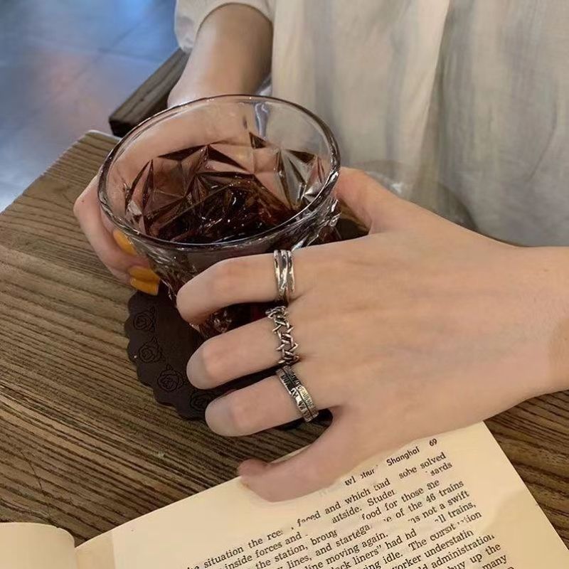 Ins Cold Style For Women, Niche Design Sense Combination Set Ring, Sweet Cool Simple Open Personality Knuckle Ring Trend_voghion.com