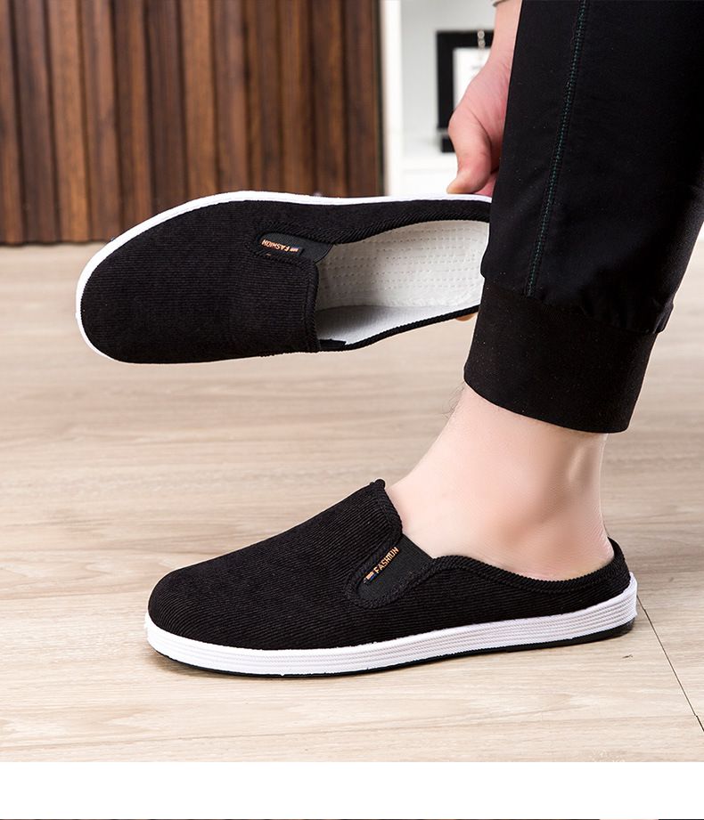 Casual, Comfortable Soft-soled Canvas Shoes With A Heel-less Half-toe. New Products_voghion.com