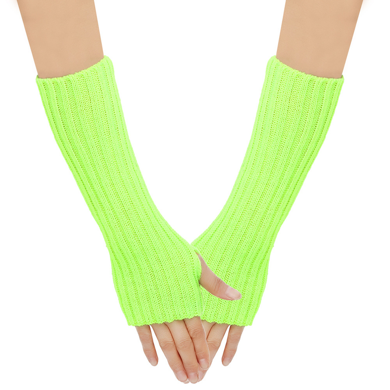 Autumn Winter Long Gloves For Men And Women, Sleeves, Half Finger, Fingerless, Warm Arm Covers, Knitted Gloves,_voghion.com