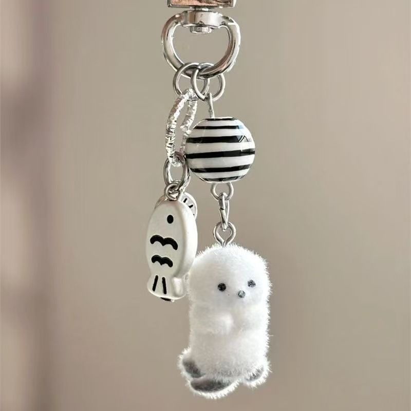 Velvet Cartoon Keychain Polar Bear Pendant Ornament Decoration_voghion.com