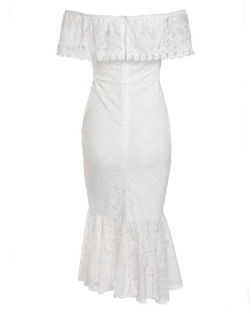 Sexy banketní nové šaty s odhalenými rameny a krajkou, zavinovacím lemováním a zadečkem_voghion.com