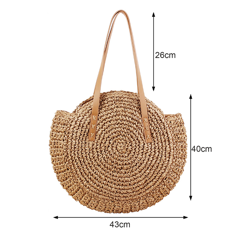Estate per le donne Borse a tracolla in paglia Borsa da spiaggia all'uncinetto in rafia intrecciata con manico superiore intrecciato in rattan Borse casual 2023_voghion.com