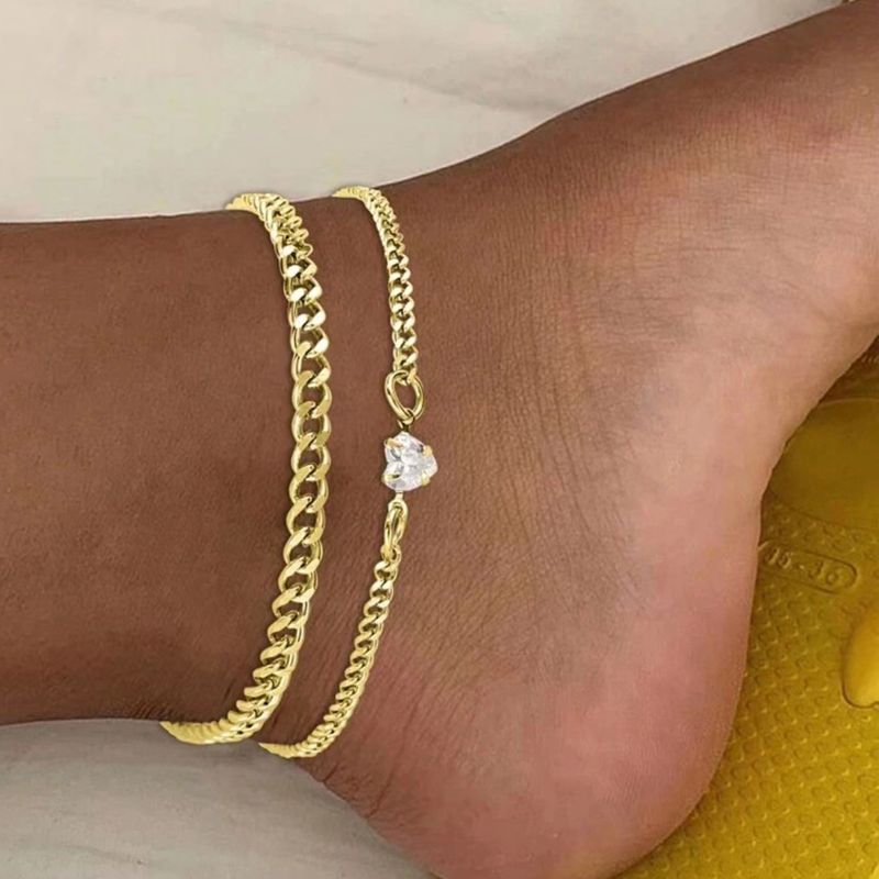 Fashion Double Layer Simple Personality Punk Style Anklet Niche Design Chain Multi-layer_voghion.com