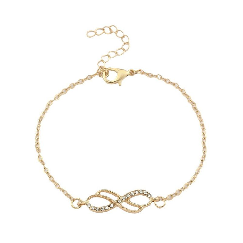 Cavigliera con simbolo dell'infinito, numero 8, gioielli per piedi squisiti, personalità, intarsi di diamanti, accessori da spiaggia_voghion.com