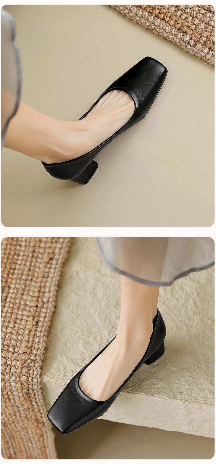 Coarse Heel Single Shoes Women's Shallow Mouth Temperament Commuting Work Shoes One Pedal Temperament High Heels_voghion.com