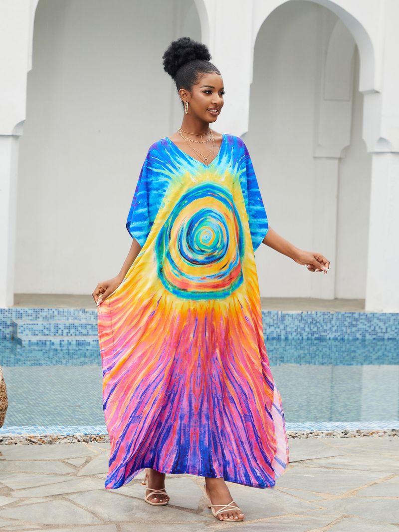 Boho Chic Cotton Beach Cover-Up – Loose Robe Style Swimsuit Outerwear For Vacation & Poolside Relaxation_voghion.com