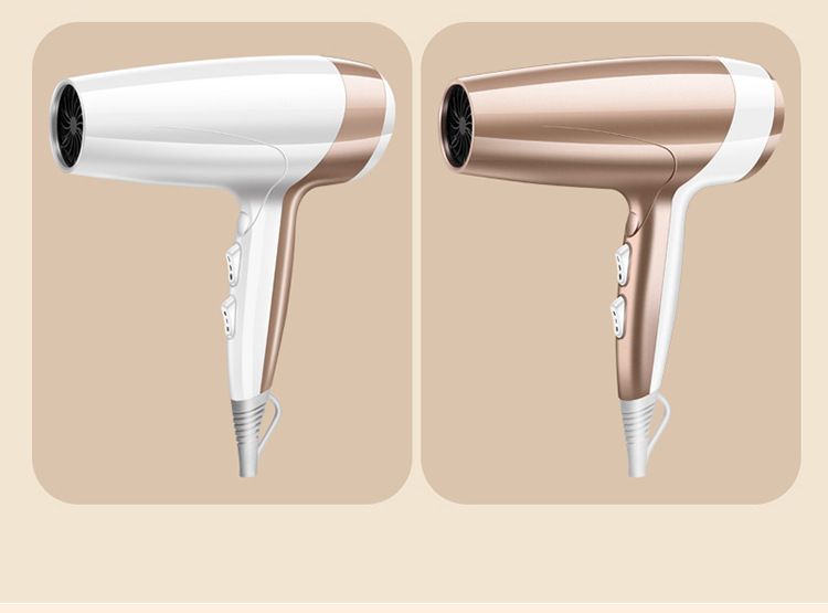 Asciugacapelli professionale - 2000 W ad alta potenza, terapia con luce blu, 5 impostazioni di velocità, aria calda/fredda, uso in salone e a casa (bianco/oro, spina UE/USA)_voghion.com