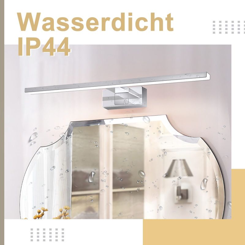 Glitzerlife Spiegelleuchte Bad Led Spiegellampe - 12W Wandlampe Neutralweiß 4000K Spiegel Wandleuchte 60cm Modern Chrom Badlampe Spiegelschrank Beleuchtung_voghion.com