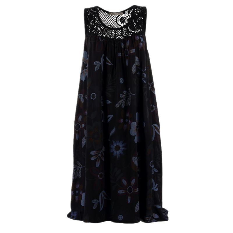 2022 Women's Sleeveless Head Lace Printed Large Swing Tank Top Dress_voghion.com