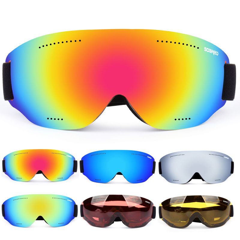 Ski glasses adults children anti-fog anti-wind sand professional ski for men and women riding snow single-double board_voghion.com
