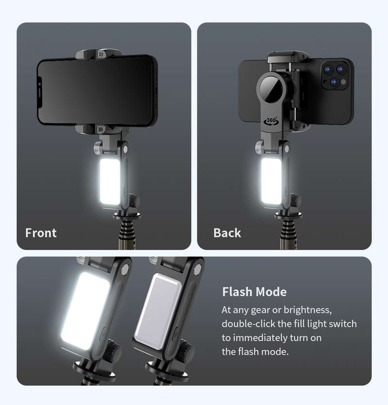 Estabilizador de articulación universal para smartphone, trípode selfie de 2 ejes, con seguimiento facial, rotación de 360°, puerto 4 en 1_voghion.com