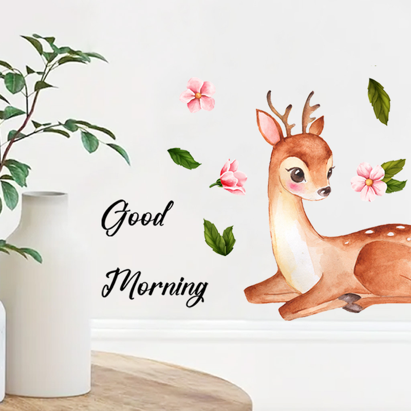 Cartoon gefleckte Hirsche selbstklebende PVC N1912 Wohnzimmer Schlafzimmer Hintergrund Dekoration Wandaufkleber_voghion.com