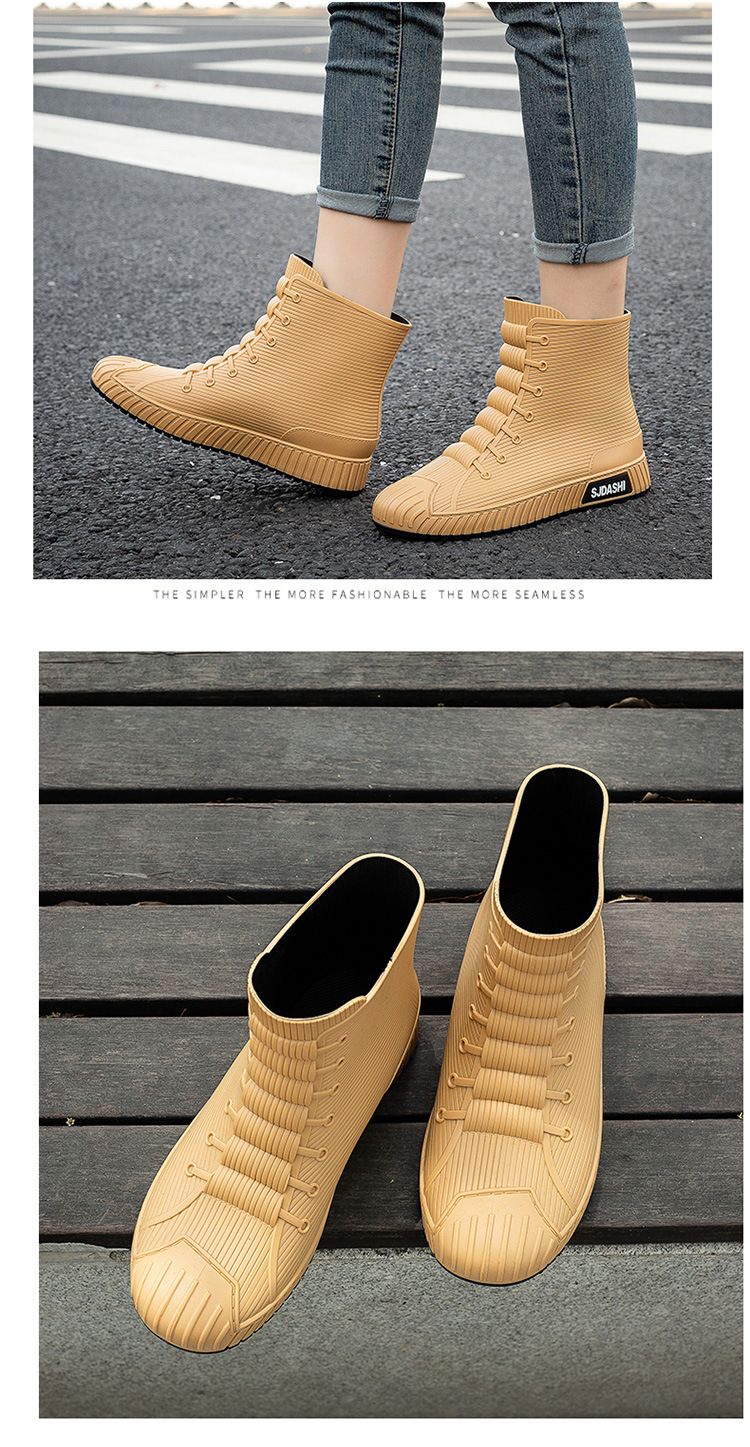 Modische Regenschuhe für Herren, mittelgroße, wasserdichte und rutschfeste Wasserschuhe, Gummischuhe zum Angeln und Waschen, Regenstiefel_voghion.com