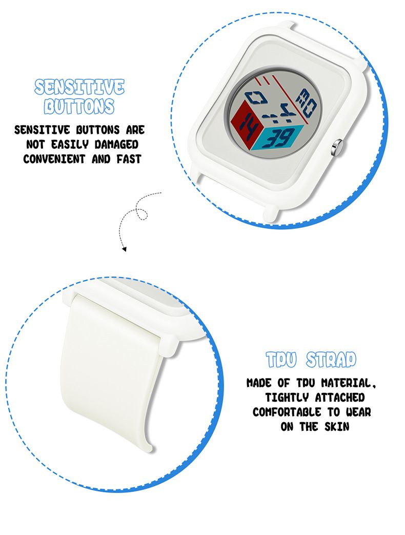 Modern Square Digital Watch With LED Backlight, Waterproof & Lightweight Design For Students And Casual Wear Luminous Leisure Watch_voghion.com